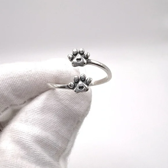 .925 Sterling Silver Adjustable Paw Ring - Picture 10 of 12